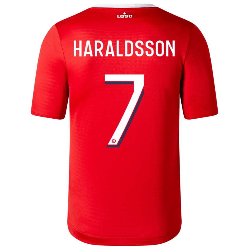 Barn Hákon Arnar Haraldsson #7 Rød Hjemmetrøye Drakt Trøye 2023/24 Skjorter T-Skjorte