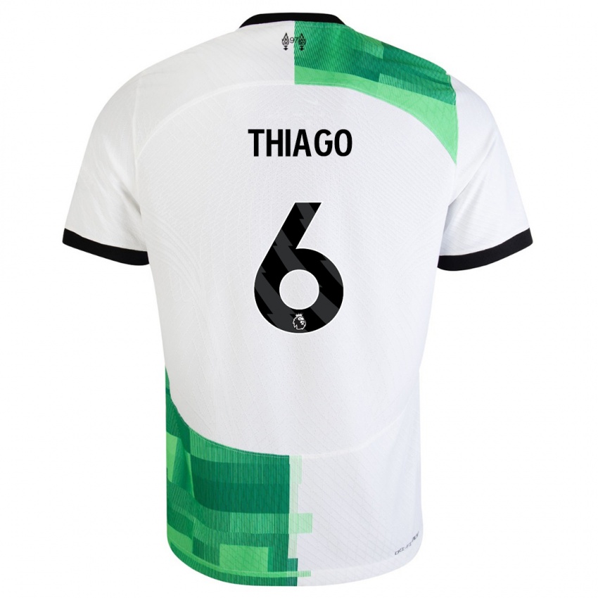 Barn Thiago #6 Hvit Grønn Bortetrøye Drakt Trøye 2023/24 Skjorter T-Skjorte