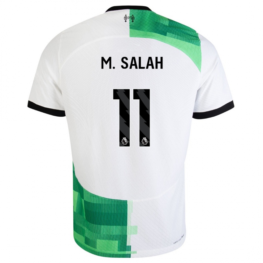 Barn Mohamed Salah #11 Hvit Grønn Bortetrøye Drakt Trøye 2023/24 Skjorter T-Skjorte