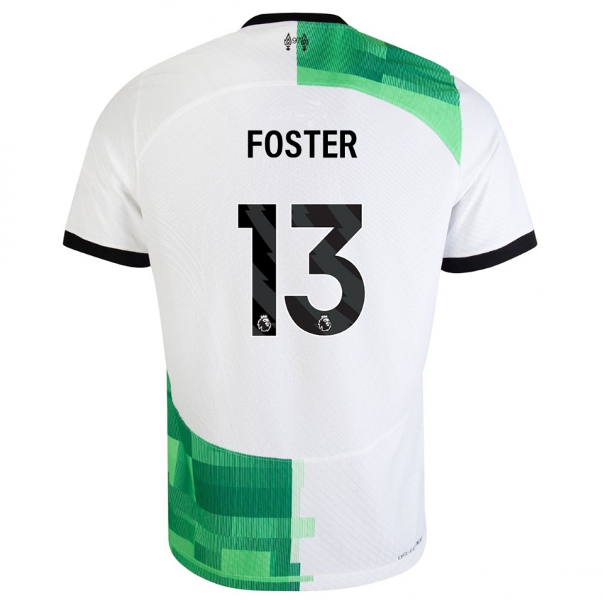 Barn Rylee Foster #13 Hvit Grønn Bortetrøye Drakt Trøye 2023/24 Skjorter T-Skjorte