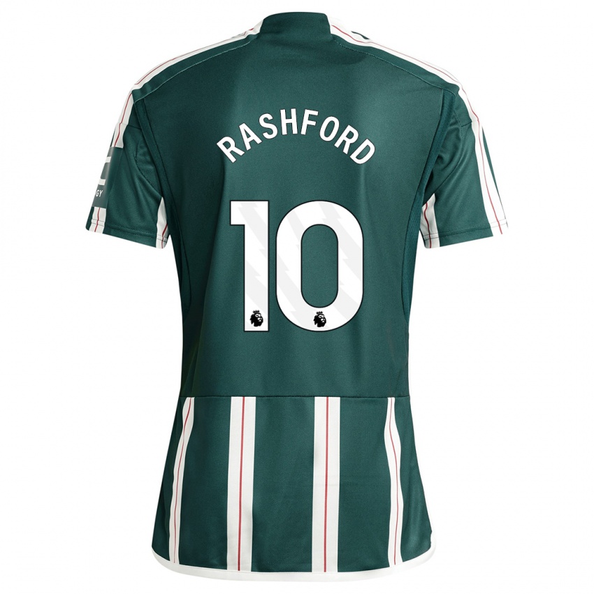 Barn Marcus Rashford #10 Mørk Grønn Bortetrøye Drakt Trøye 2023/24 Skjorter T-Skjorte