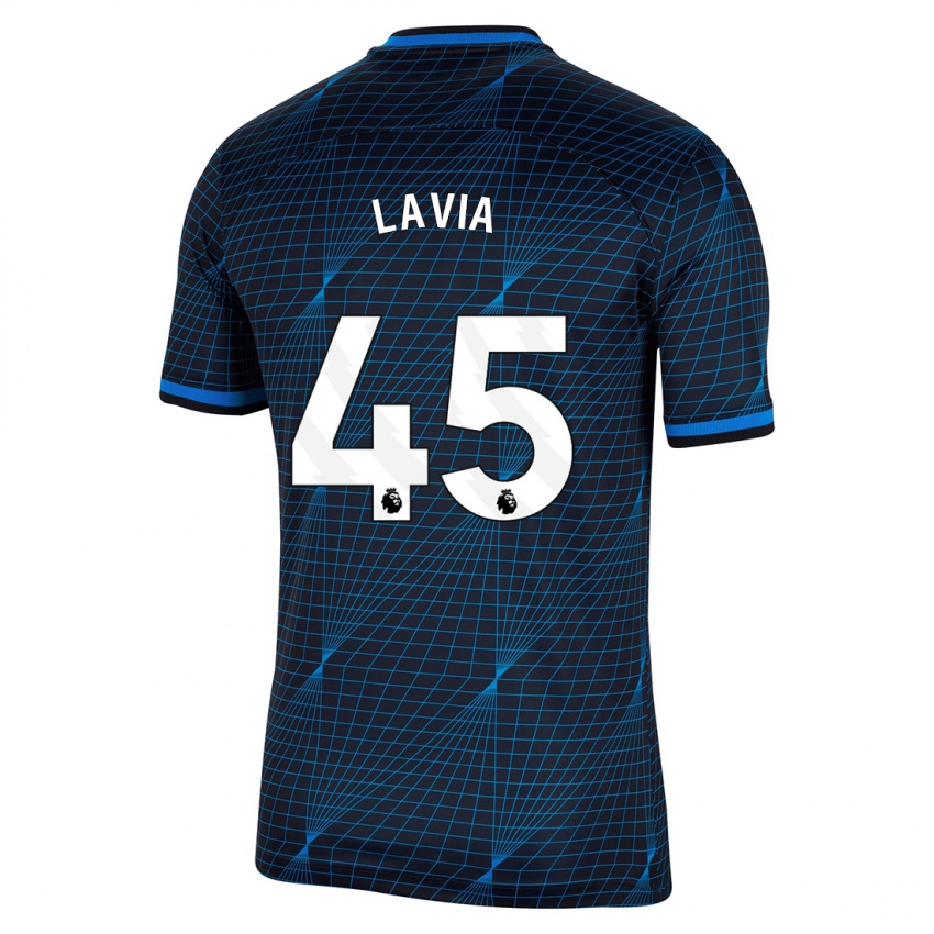 Barn Romeo Lavia #45 Mørke Blå Bortetrøye Drakt Trøye 2023/24 Skjorter T-Skjorte