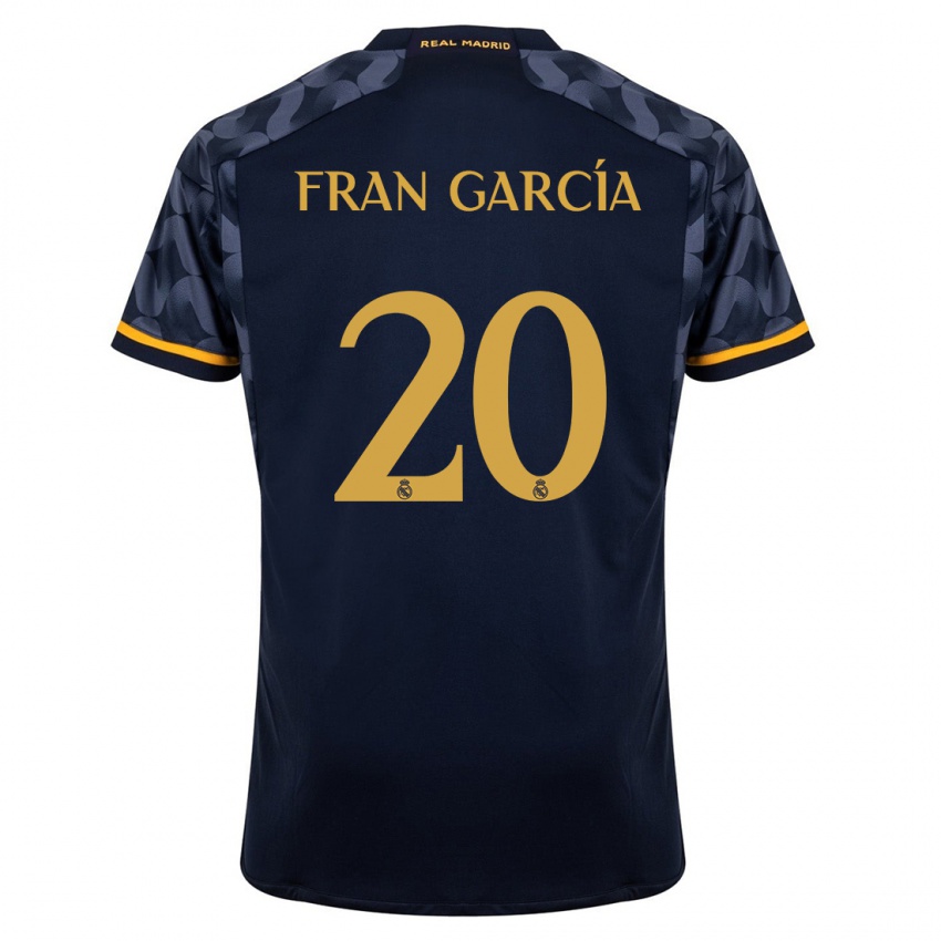 Barn Fran García #20 Mørke Blå Bortetrøye Drakt Trøye 2023/24 Skjorter T-Skjorte