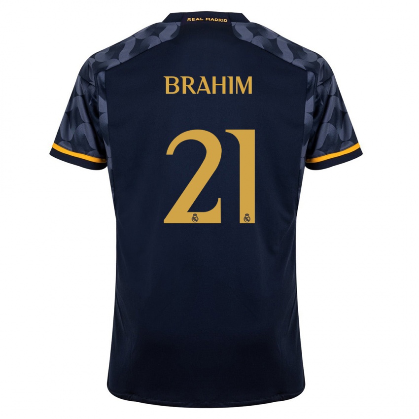 Barn Brahim Diaz #21 Mørke Blå Bortetrøye Drakt Trøye 2023/24 Skjorter T-Skjorte