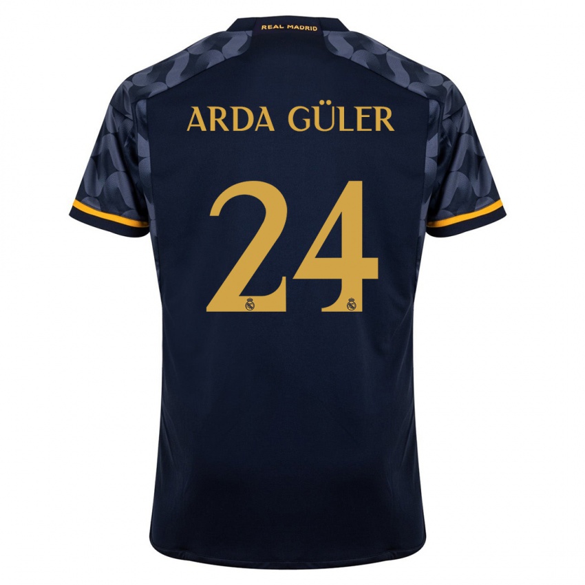 Barn Arda Güler #24 Mørke Blå Bortetrøye Drakt Trøye 2023/24 Skjorter T-Skjorte