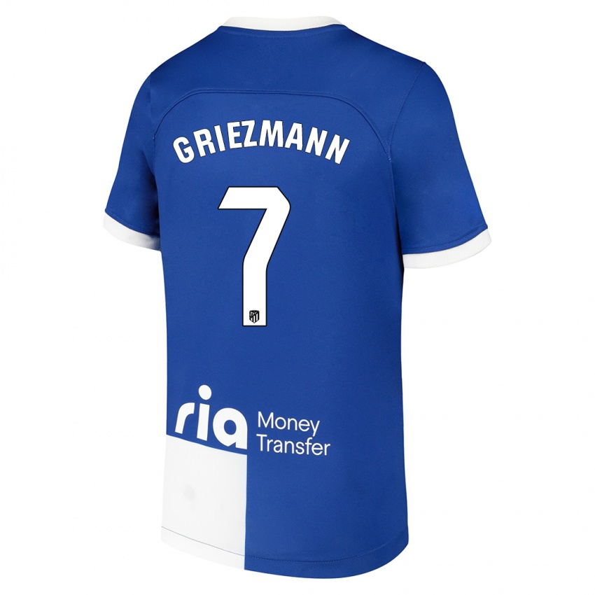 Barn Antoine Griezmann #7 Blå Hvit Bortetrøye Drakt Trøye 2023/24 Skjorter T-Skjorte