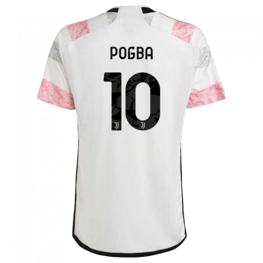 Barn Paul Pogba #10 Hvit Rosa Bortetrøye Drakt Trøye 2023/24 Skjorter T-Skjorte