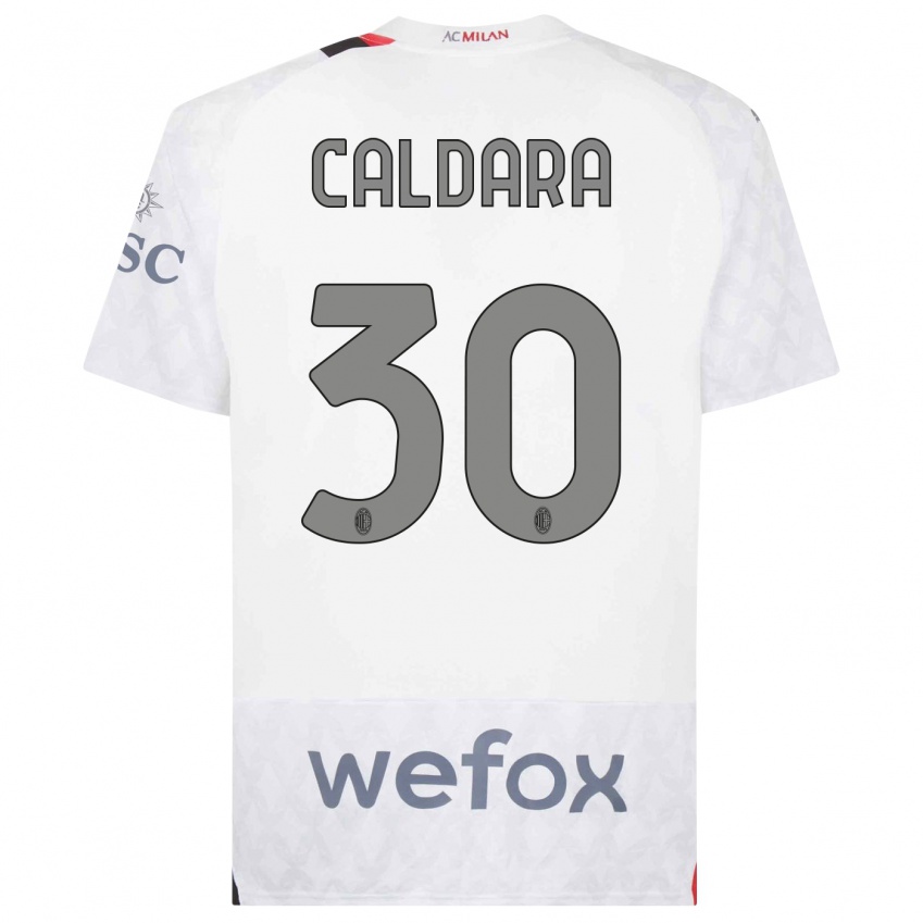 Barn Mattia Caldara #30 Hvit Bortetrøye Drakt Trøye 2023/24 Skjorter T-Skjorte
