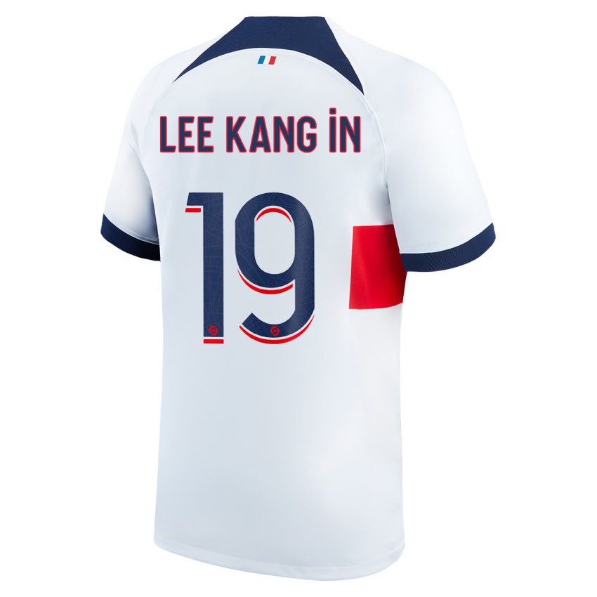 Barn Kang-In Lee #19 Hvit Bortetrøye Drakt Trøye 2023/24 Skjorter T-Skjorte