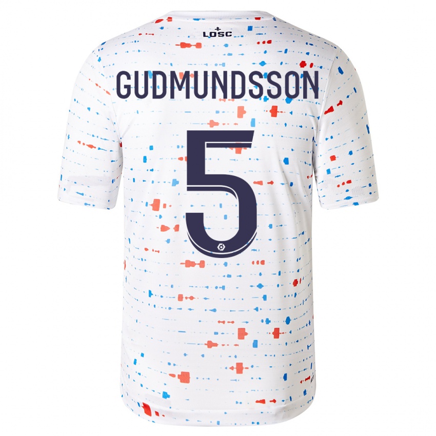 Barn Gabriel Gudmundsson #5 Hvit Bortetrøye Drakt Trøye 2023/24 Skjorter T-Skjorte