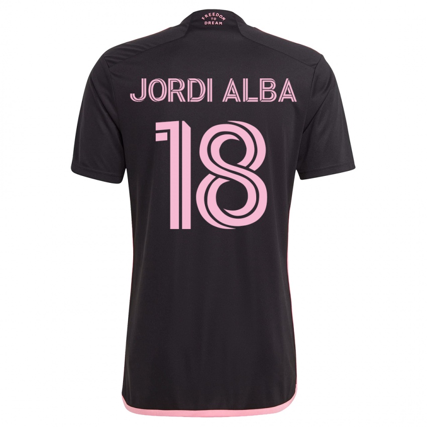 Barn Jordi Alba #18 Svart Bortetrøye Drakt Trøye 2023/24 Skjorter T-Skjorte