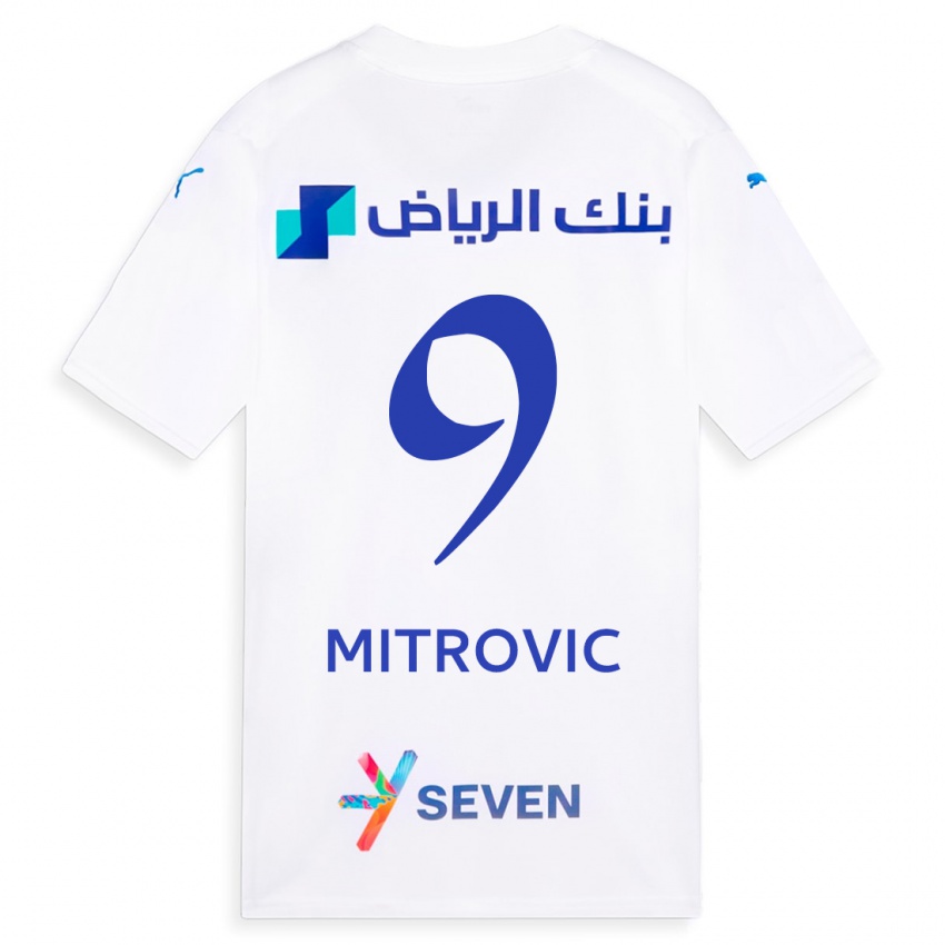 Barn Aleksandar Mitrovic #9 Hvit Bortetrøye Drakt Trøye 2023/24 Skjorter T-Skjorte