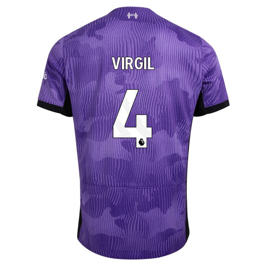 Barn Virgil Van Dijk #4 Lilla Tredje Sett Drakt Trøye 2023/24 Skjorter T-Skjorte