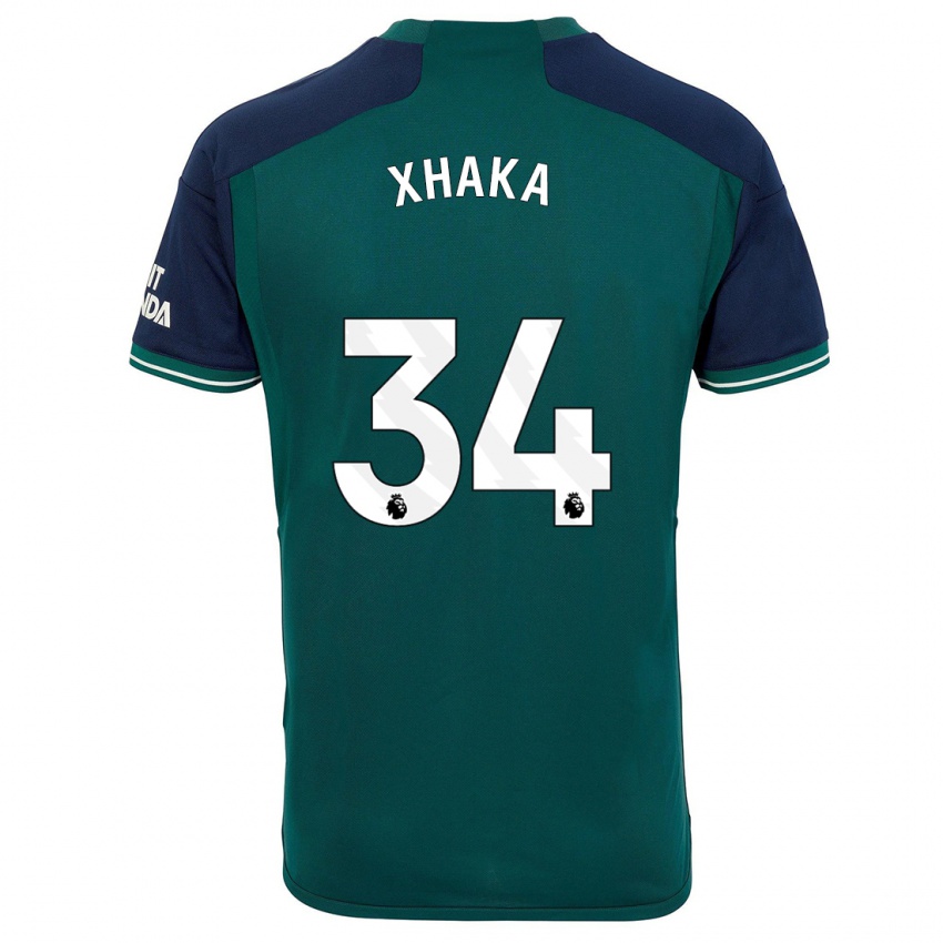 Barn Granit Xhaka #34 Grønn Tredje Sett Drakt Trøye 2023/24 Skjorter T-Skjorte