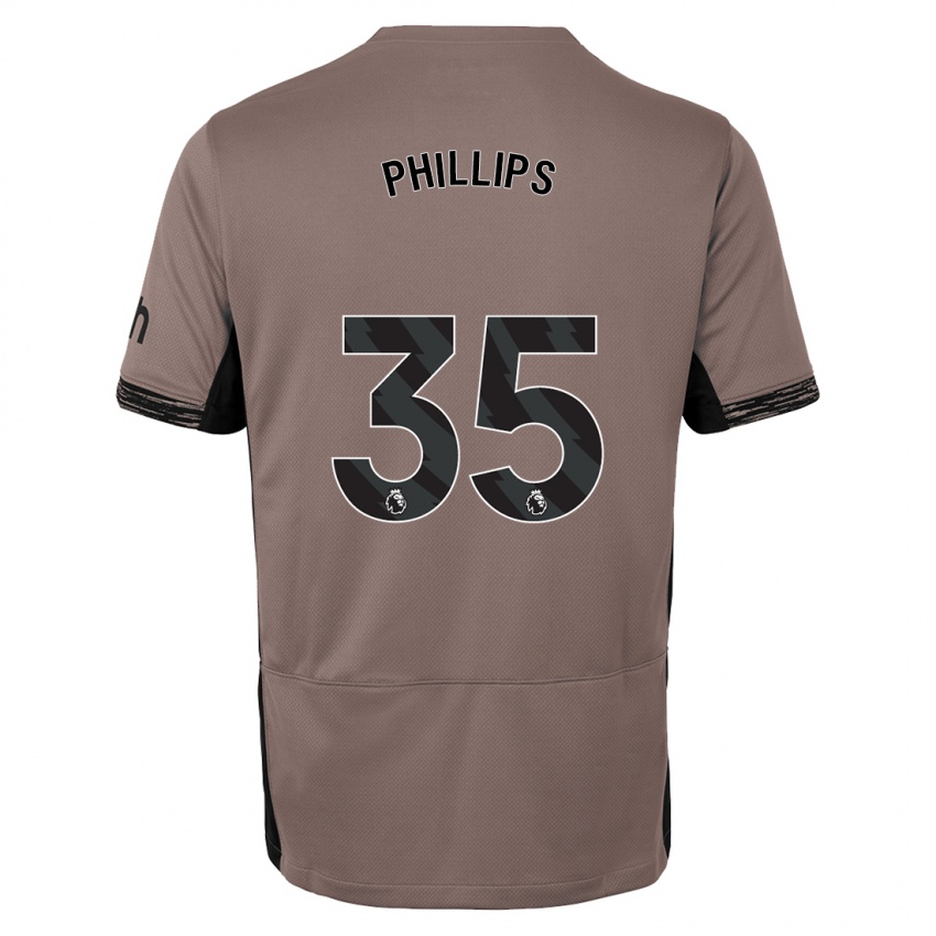 Barn Ashley Phillips #35 Mørk Beige Tredje Sett Drakt Trøye 2023/24 Skjorter T-Skjorte