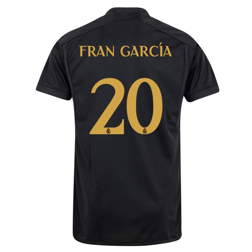 Barn Fran García #20 Svart Tredje Sett Drakt Trøye 2023/24 Skjorter T-Skjorte