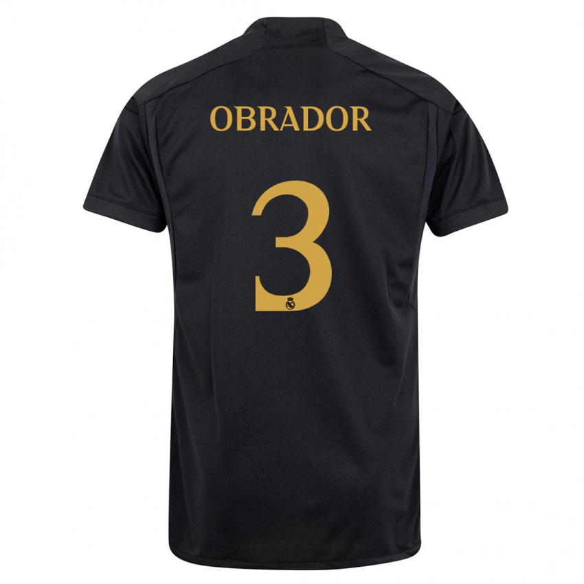 Barn Rafel Obrador #3 Svart Tredje Sett Drakt Trøye 2023/24 Skjorter T-Skjorte