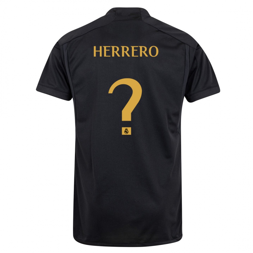 Barn Enrique Herrero #0 Svart Tredje Sett Drakt Trøye 2023/24 Skjorter T-Skjorte