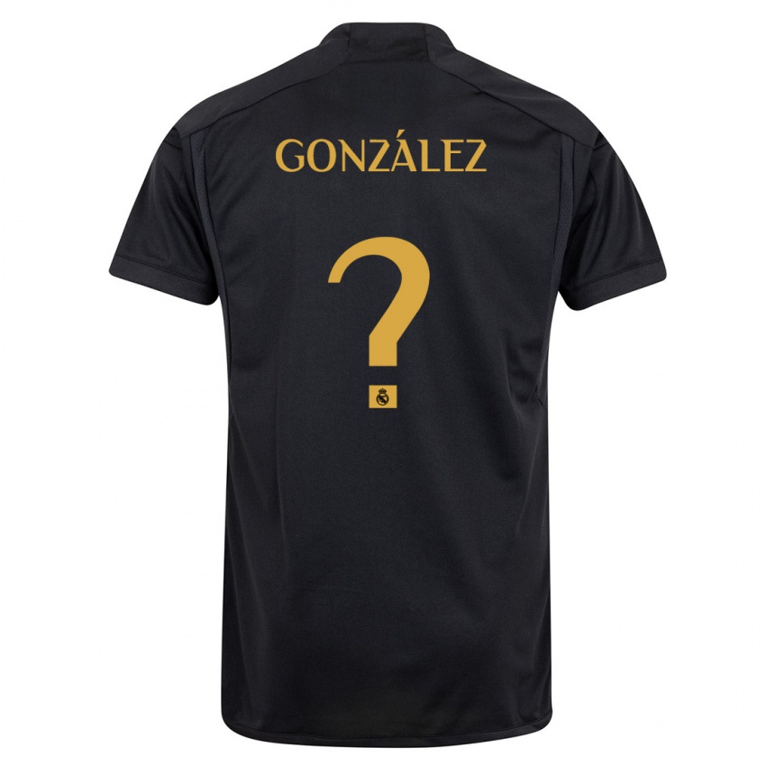 Barn Fran González #0 Svart Tredje Sett Drakt Trøye 2023/24 Skjorter T-Skjorte