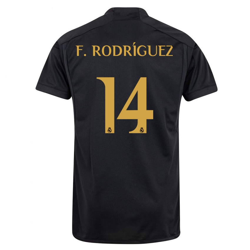 Barn Fer Rodríguez #14 Svart Tredje Sett Drakt Trøye 2023/24 Skjorter T-Skjorte