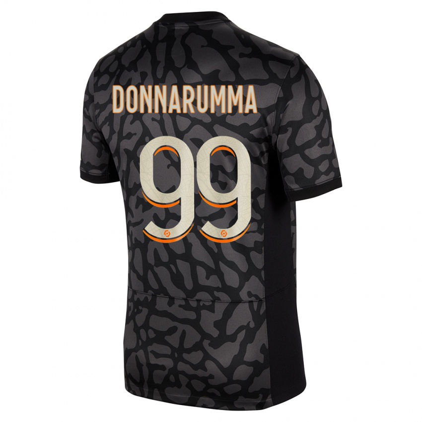 Barn Gianluigi Donnarumma #99 Svart Tredje Sett Drakt Trøye 2023/24 Skjorter T-Skjorte
