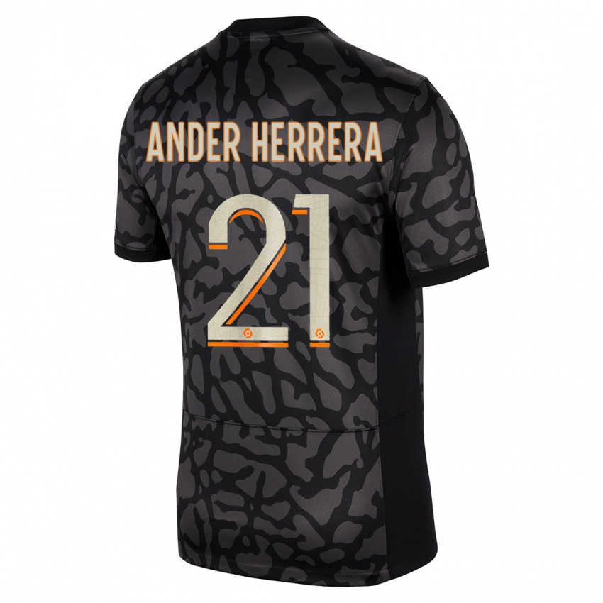 Barn Ander Herrera #21 Svart Tredje Sett Drakt Trøye 2023/24 Skjorter T-Skjorte