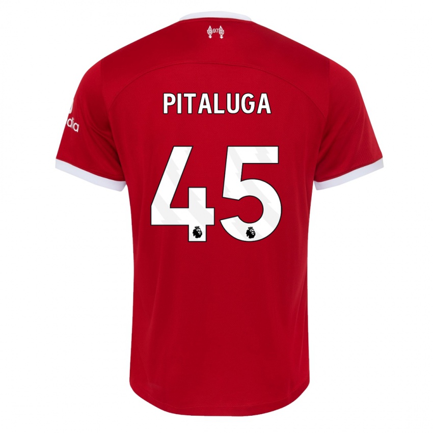 Mann Marcelo Pitaluga #45 Rød Hjemmetrøye Drakt Trøye 2023/24 Skjorter T-Skjorte