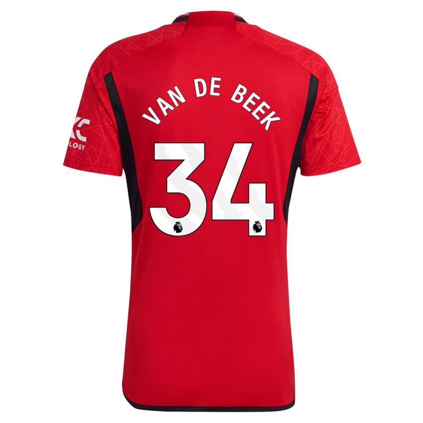 Mann Donny Van De Beek #34 Rød Hjemmetrøye Drakt Trøye 2023/24 Skjorter T-Skjorte