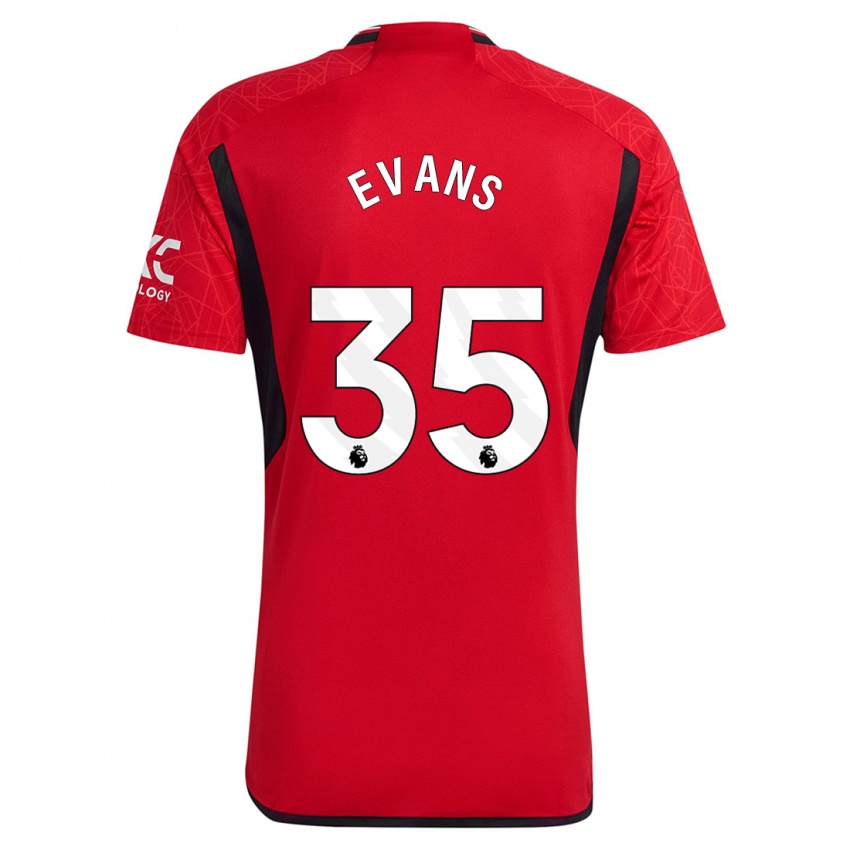 Mann Jonny Evans #35 Rød Hjemmetrøye Drakt Trøye 2023/24 Skjorter T-Skjorte