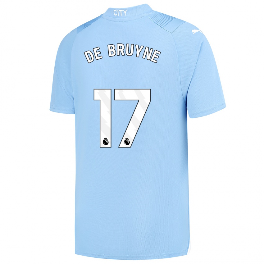 Mann Kevin De Bruyne #17 Lyse Blå Hjemmetrøye Drakt Trøye 2023/24 Skjorter T-Skjorte