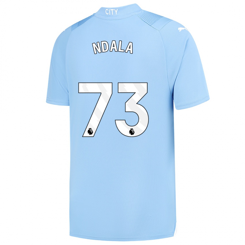 Mann Joel Ndala #73 Lyse Blå Hjemmetrøye Drakt Trøye 2023/24 Skjorter T-Skjorte