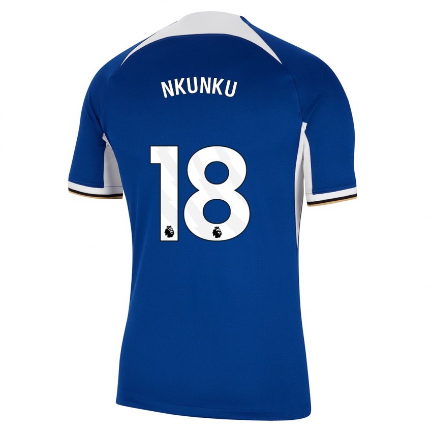 Mann Christopher Nkunku #18 Blå Hjemmetrøye Drakt Trøye 2023/24 Skjorter T-Skjorte