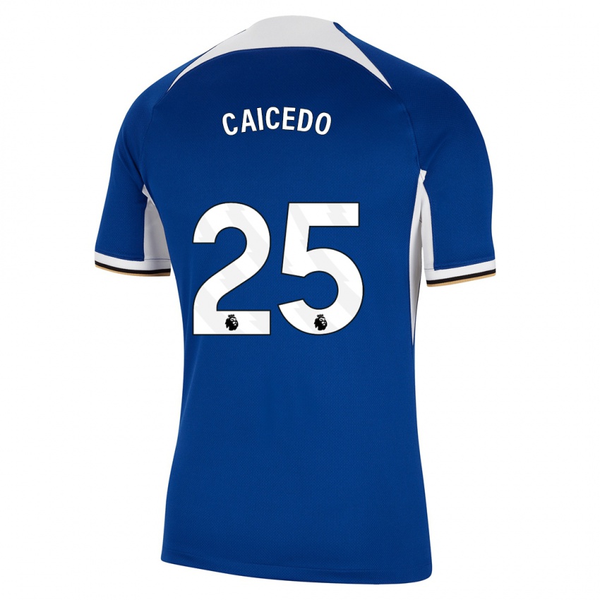 Mann Moises Caicedo #25 Blå Hjemmetrøye Drakt Trøye 2023/24 Skjorter T-Skjorte