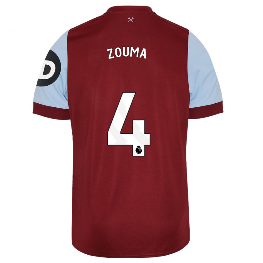 Mann Kurt Zouma #4 Rødbrun Hjemmetrøye Drakt Trøye 2023/24 Skjorter T-Skjorte