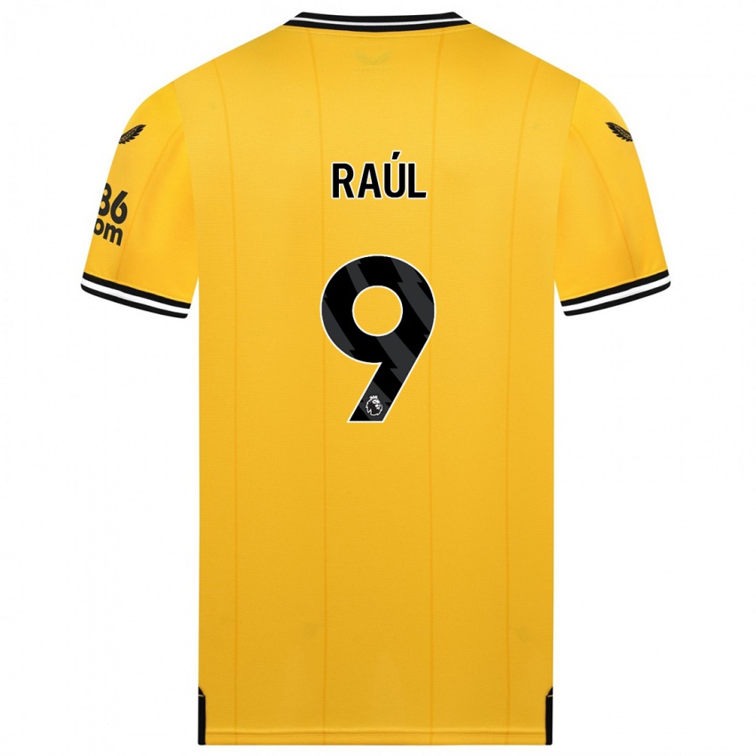 Mann Raul Jimenez #9 Gul Hjemmetrøye Drakt Trøye 2023/24 Skjorter T-Skjorte