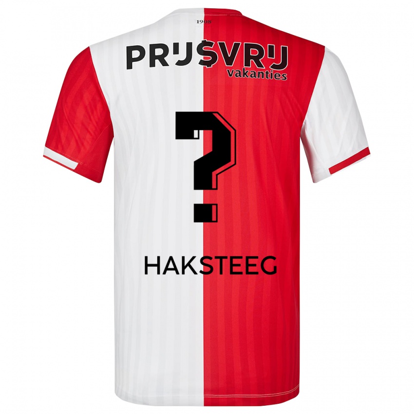 Mann Tim Haksteeg #0 Rød Hvit Hjemmetrøye Drakt Trøye 2023/24 Skjorter T-Skjorte