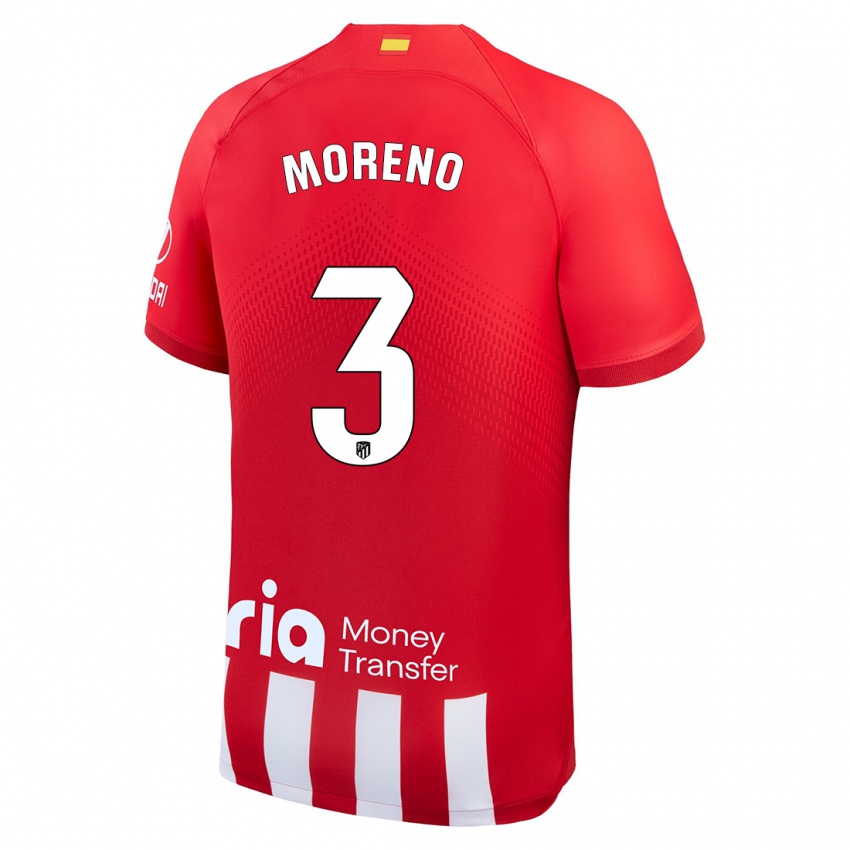 Mann Marco Moreno #3 Rød Hvit Hjemmetrøye Drakt Trøye 2023/24 Skjorter T-Skjorte