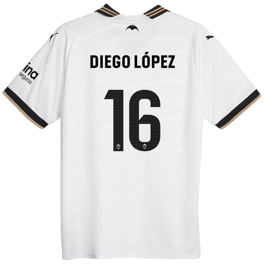 Mann Diego Lopez #16 Hvit Hjemmetrøye Drakt Trøye 2023/24 Skjorter T-Skjorte