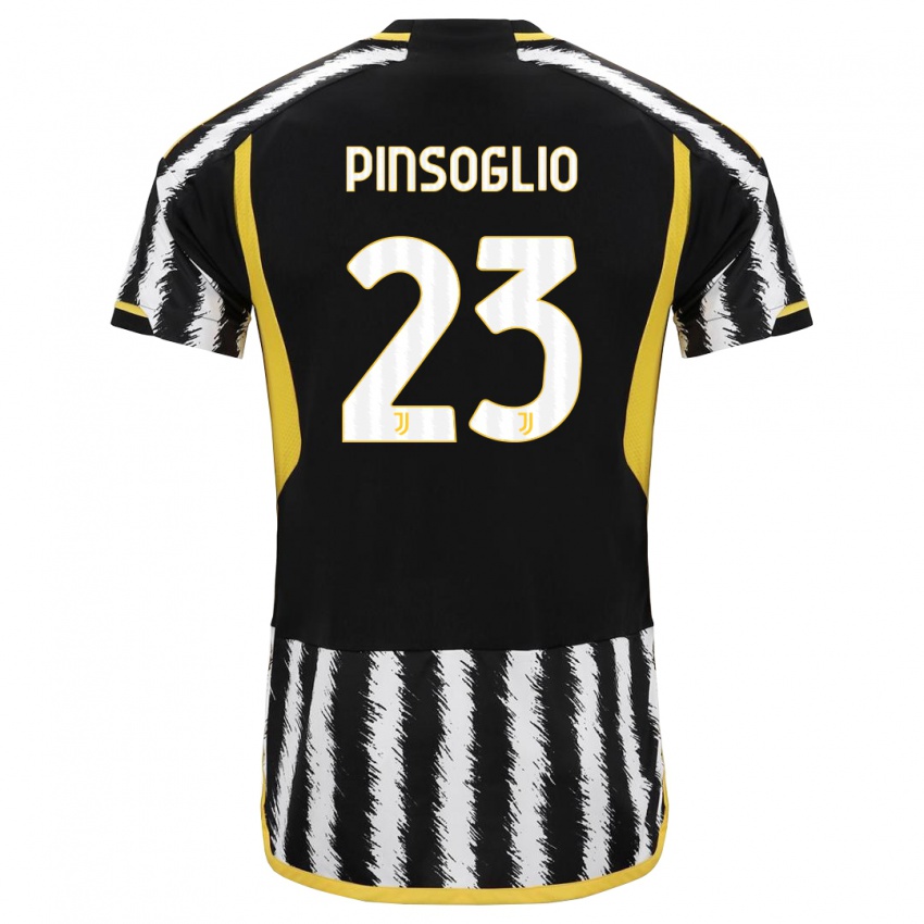 Mann Carlo Pinsoglio #23 Svart Hvit Hjemmetrøye Drakt Trøye 2023/24 Skjorter T-Skjorte