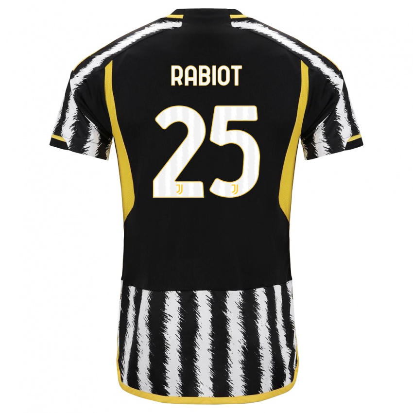 Mann Adrien Rabiot #25 Svart Hvit Hjemmetrøye Drakt Trøye 2023/24 Skjorter T-Skjorte