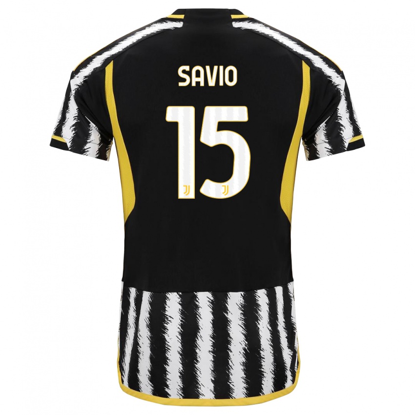 Mann Federico Savio #15 Svart Hvit Hjemmetrøye Drakt Trøye 2023/24 Skjorter T-Skjorte