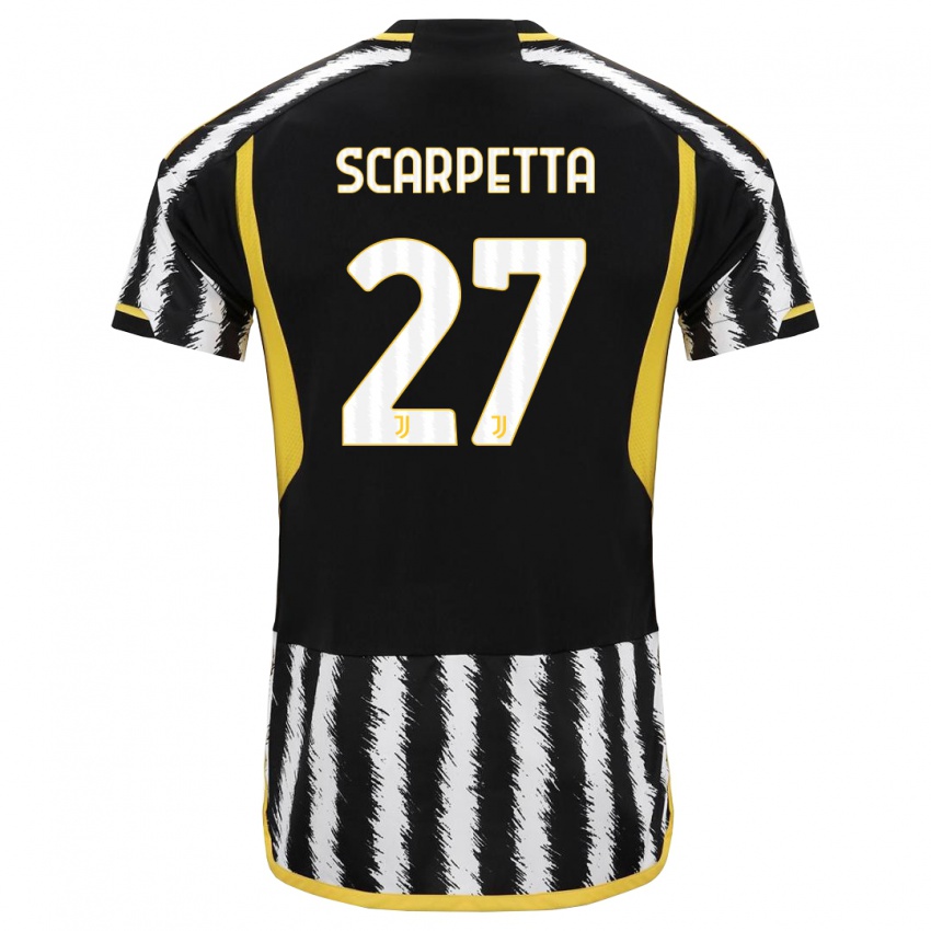 Mann Jacopo Scarpetta #27 Svart Hvit Hjemmetrøye Drakt Trøye 2023/24 Skjorter T-Skjorte