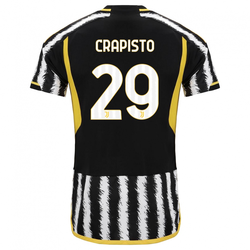 Mann Francesco Crapisto #29 Svart Hvit Hjemmetrøye Drakt Trøye 2023/24 Skjorter T-Skjorte