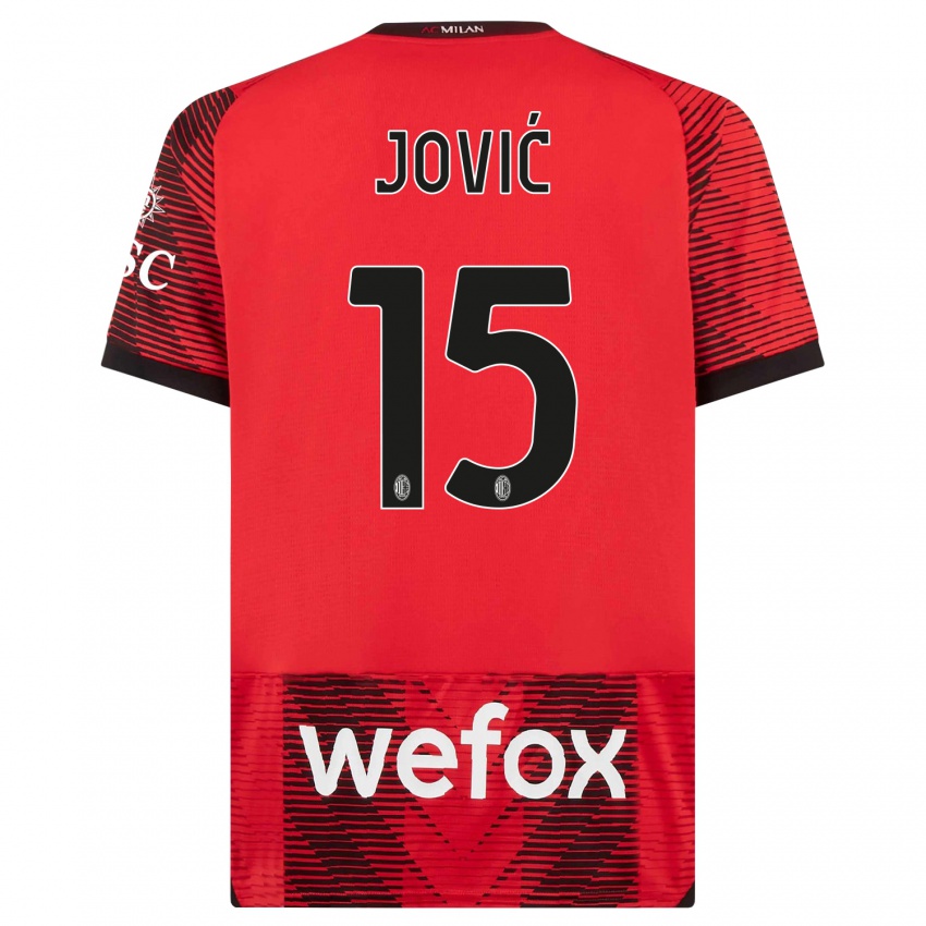 Mann Luka Jovic #15 Rød Svart Hjemmetrøye Drakt Trøye 2023/24 Skjorter T-Skjorte