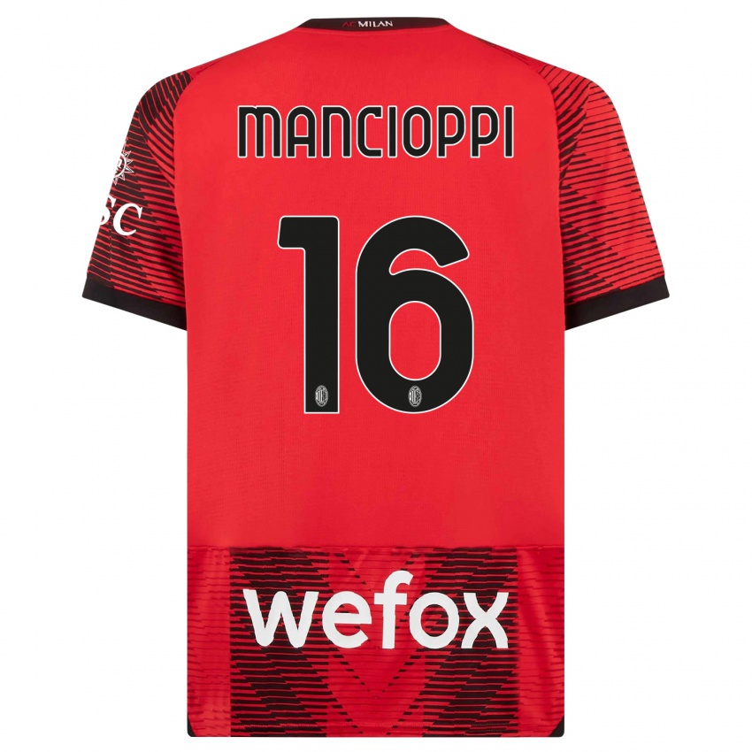 Mann Tommaso Mancioppi #16 Rød Svart Hjemmetrøye Drakt Trøye 2023/24 Skjorter T-Skjorte