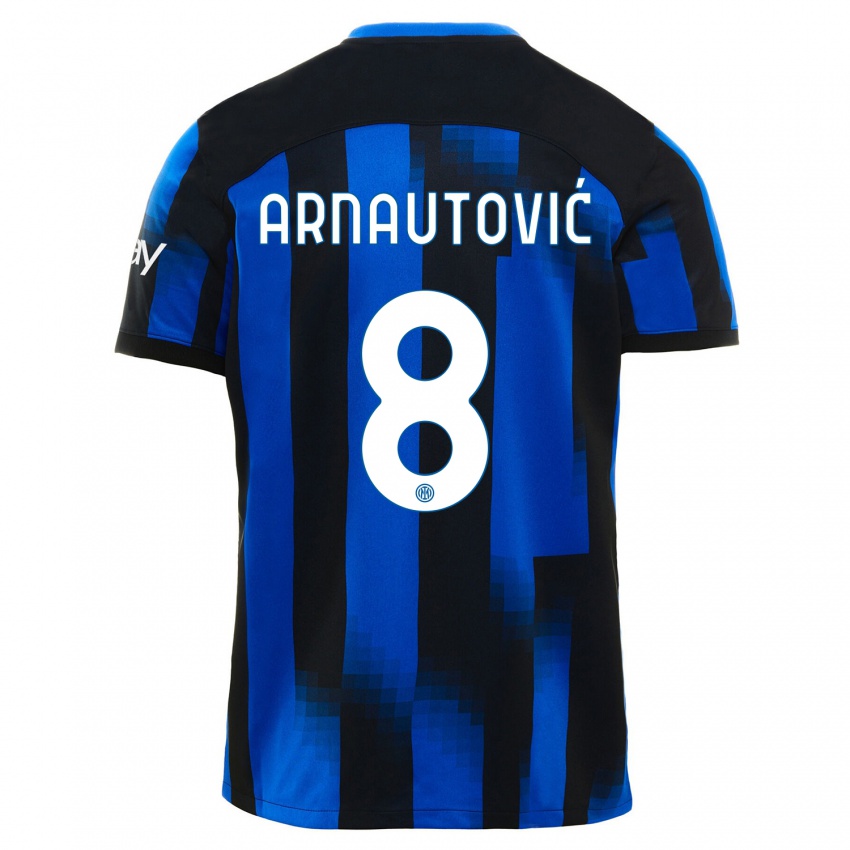Mann Marko Arnautovic #8 Svart Blå Hjemmetrøye Drakt Trøye 2023/24 Skjorter T-Skjorte