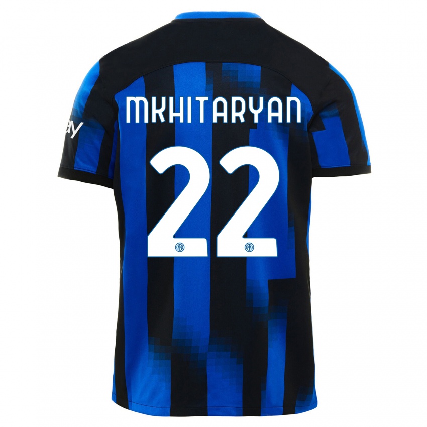 Mann Henrikh Mkhitaryan #22 Svart Blå Hjemmetrøye Drakt Trøye 2023/24 Skjorter T-Skjorte