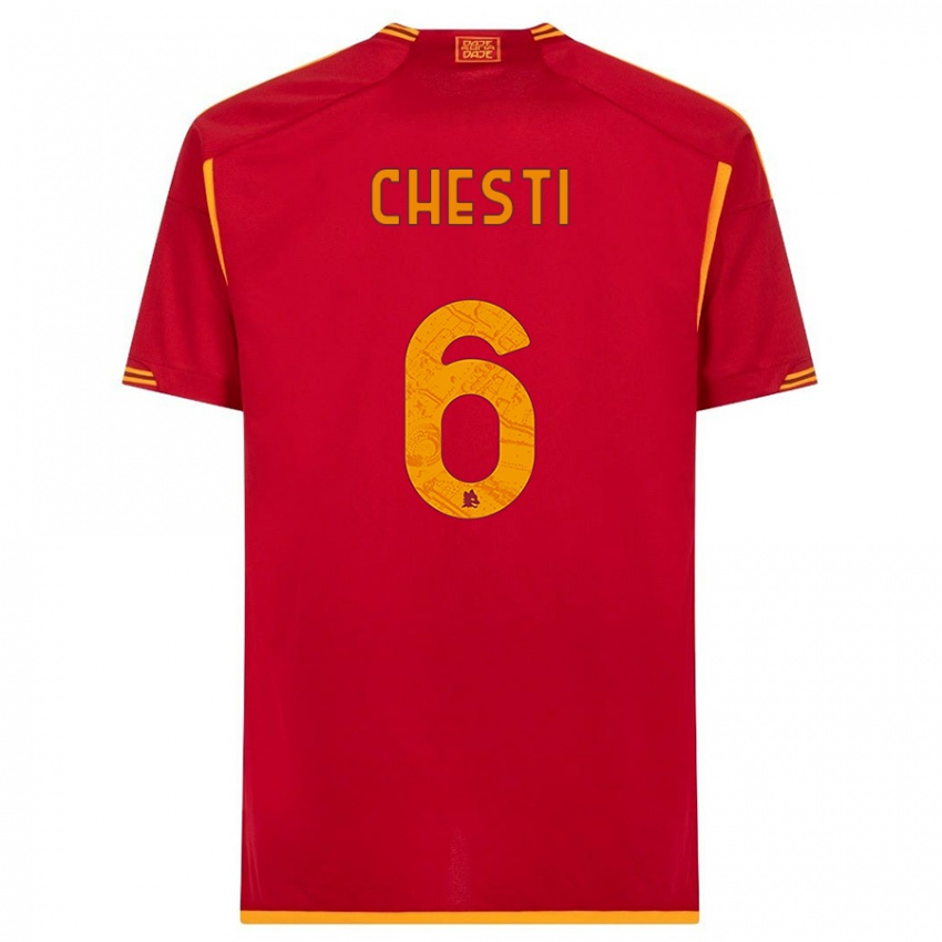 Mann Francesco Chesti #6 Rød Hjemmetrøye Drakt Trøye 2023/24 Skjorter T-Skjorte