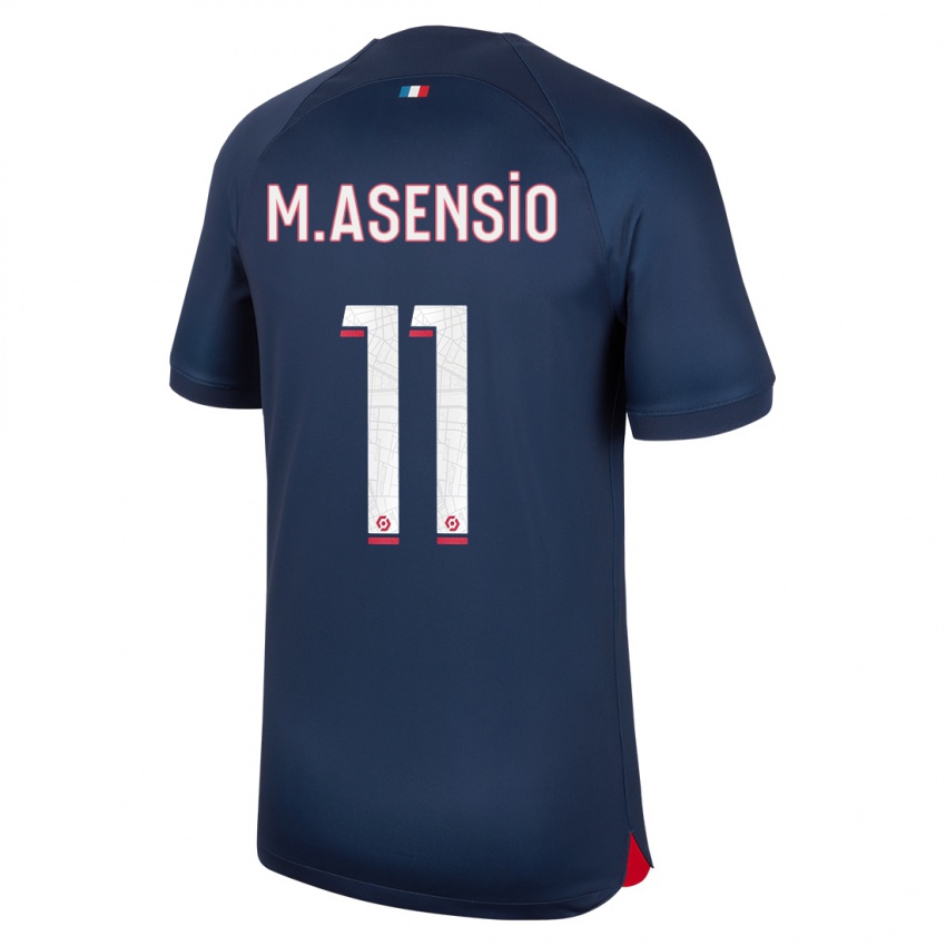 Mann Marco Asensio #11 Blå Rød Hjemmetrøye Drakt Trøye 2023/24 Skjorter T-Skjorte