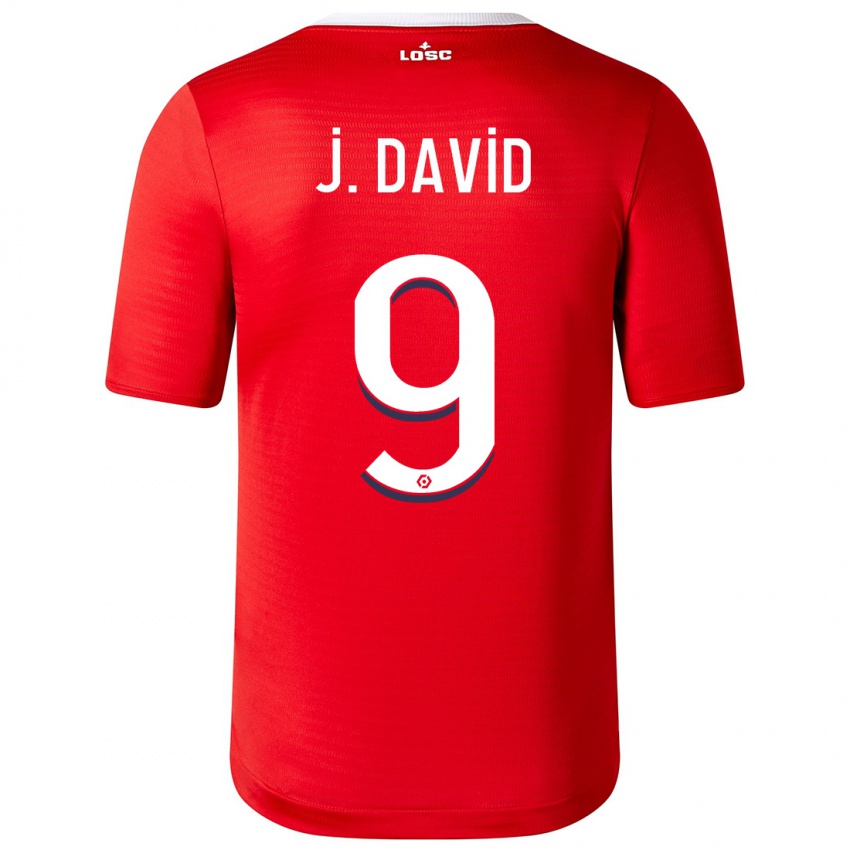 Mann Jonathan David #9 Rød Hjemmetrøye Drakt Trøye 2023/24 Skjorter T-Skjorte